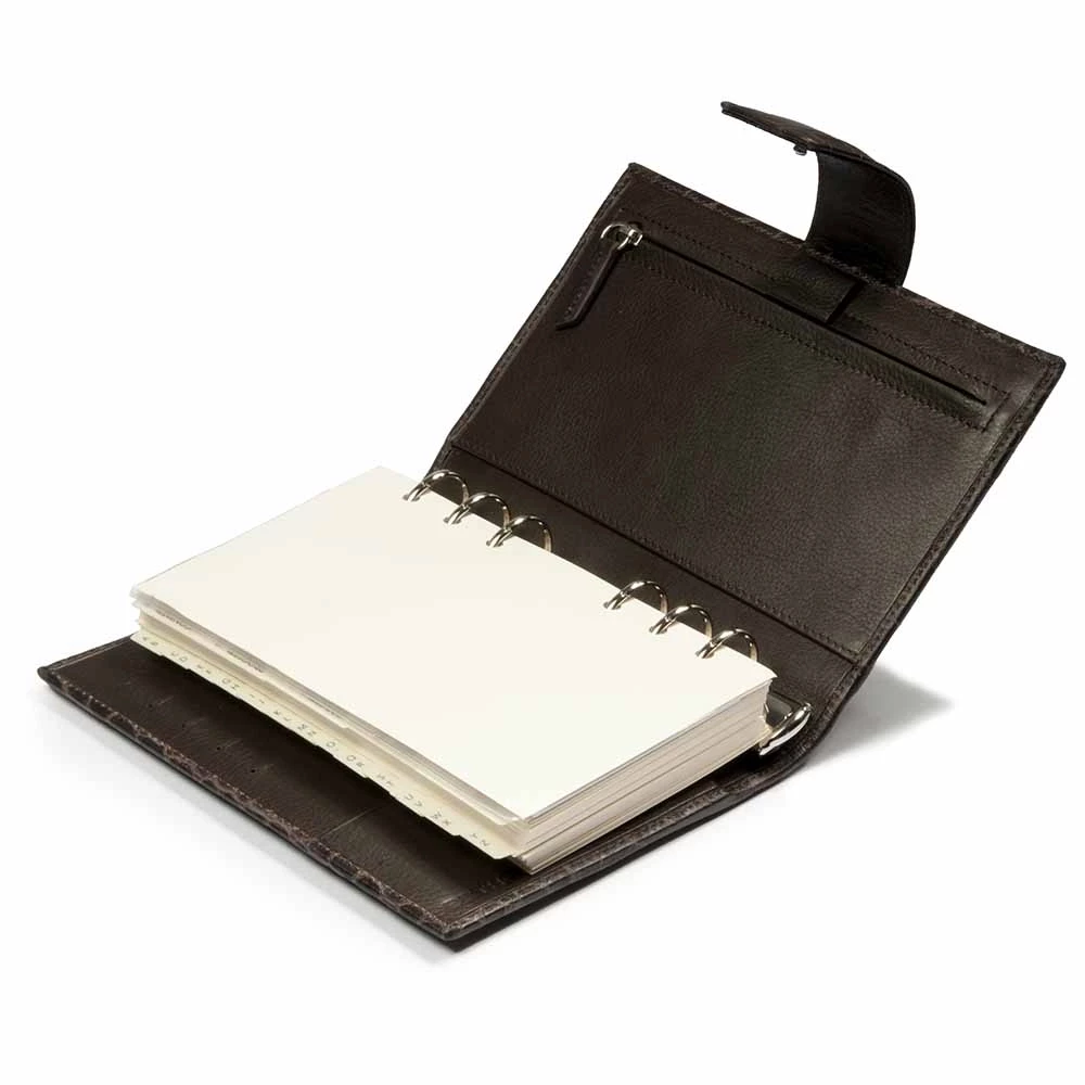 Personal Planner, alligator-embossed leather, dark brown