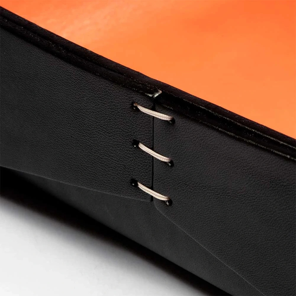 Desk Organiser Tray Stitch, A4, leather, black/orange