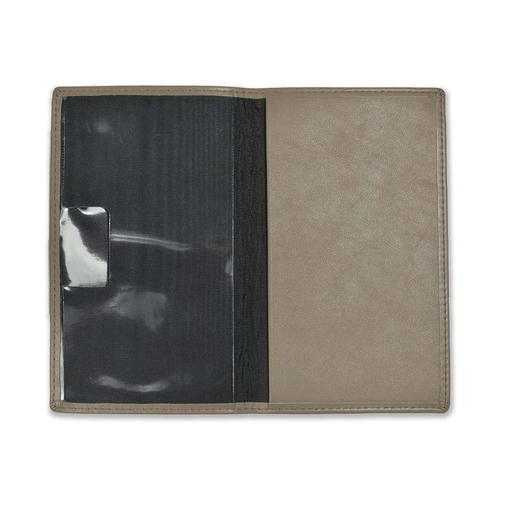 Folding calendar case, leather, taupe