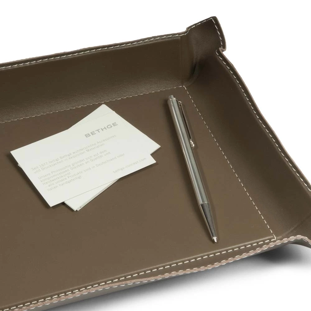 Valet tray rectangular, leather, 32 x 24 cm, clay