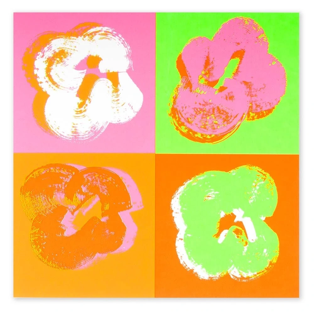 Greeting card passion four flowers pop art neon