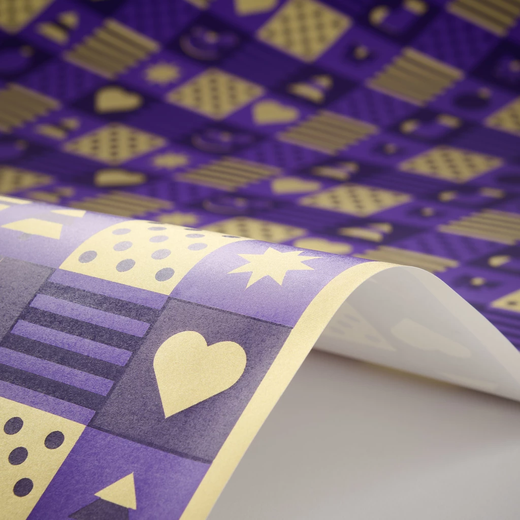 Wrapping paper christmas squares purple, 50x70 cm, 3 sheets