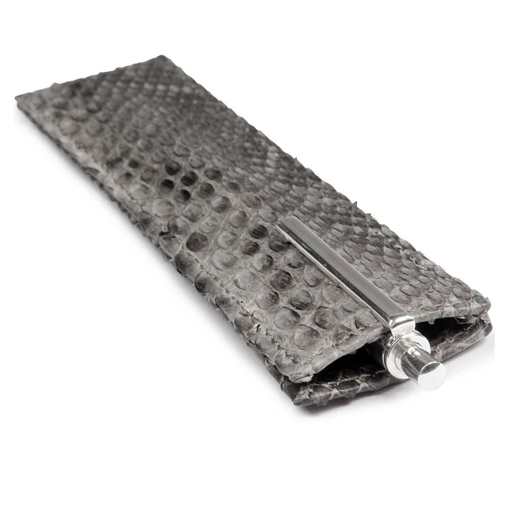 Pen Case for 1 Pen, python leather, dark grey