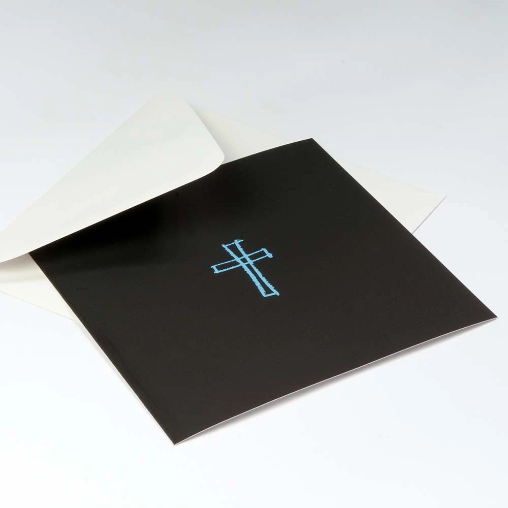 Greeting card cross sketched pure velvet brown light blue