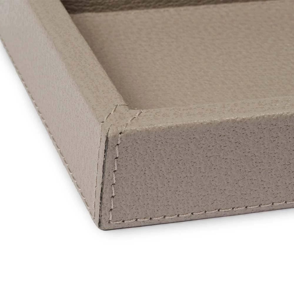 Leather tray, boar leather, 24 x 12 cm, taupe