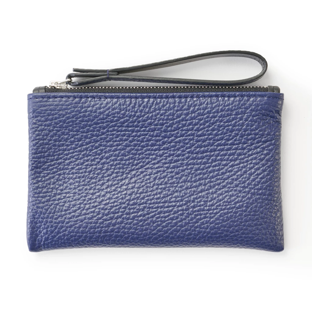 Bethge - Clutch Adri - Leather - Pouch - Zip - dark blue