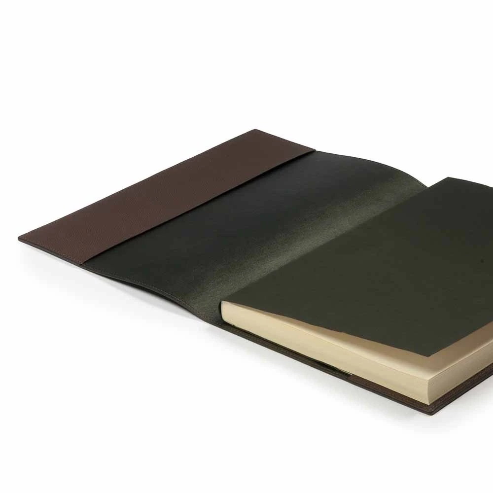 Book cover for DIN A4 books, leather, dark brown
