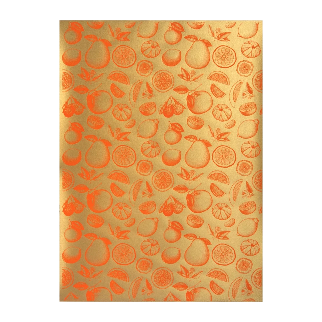 Wrapping paper citrus gold 50   x 70 cm, 3 sheets