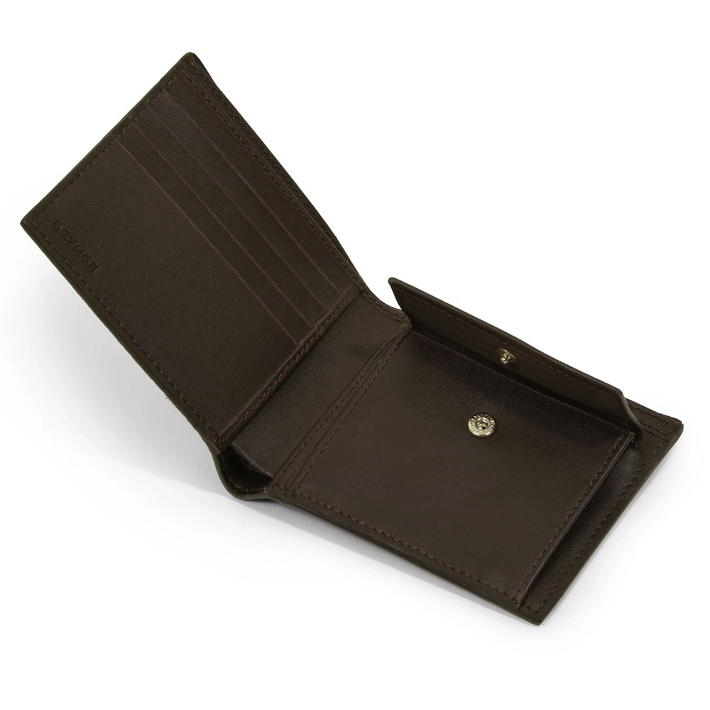 Wallet with Coin Pocket, stingray leather, dark brown