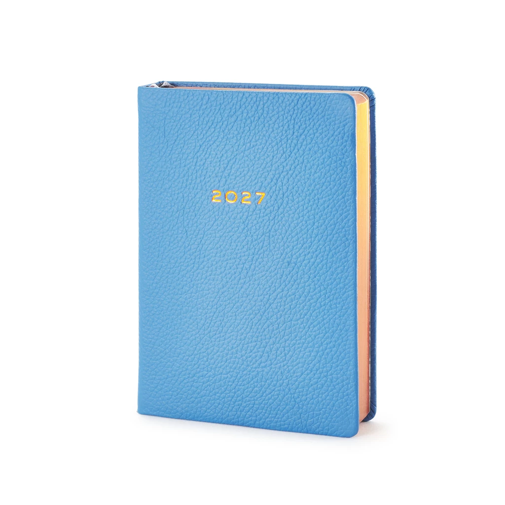 Pocket Daily Planner 2027 - One Day Per Page - Leather - Violet - 9.5 x 13 cm