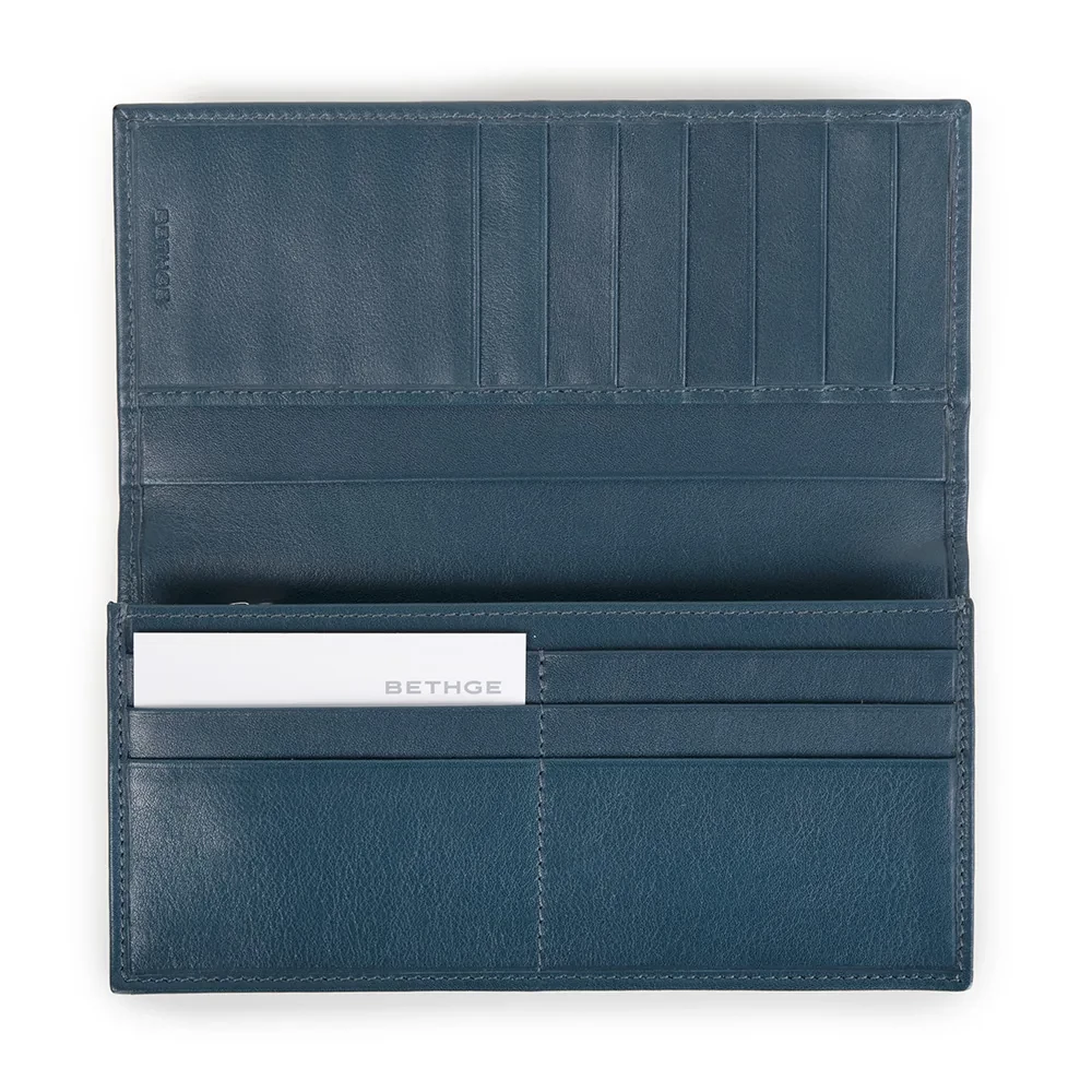 Double wallet with coin pocket, nappa leather, petrol