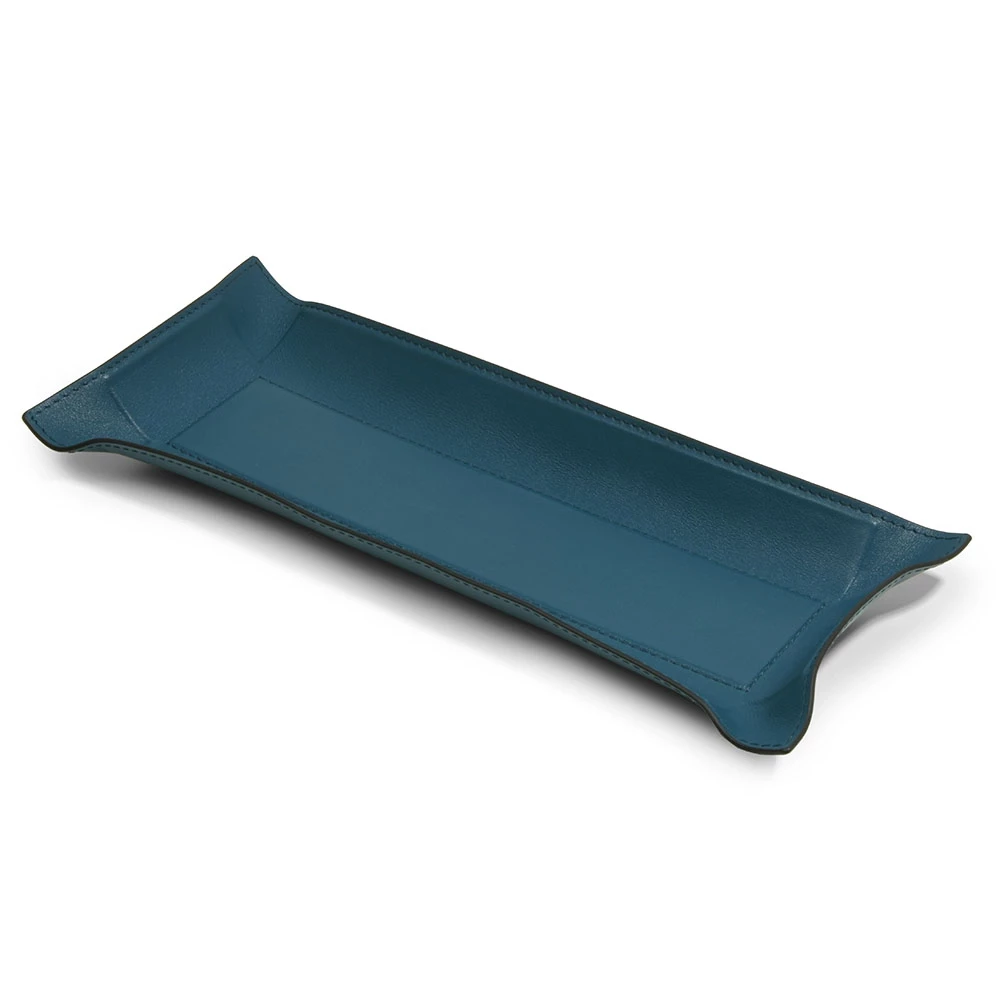Valet tray rectangular, nappa leather, 32 x 13 cm, petrol