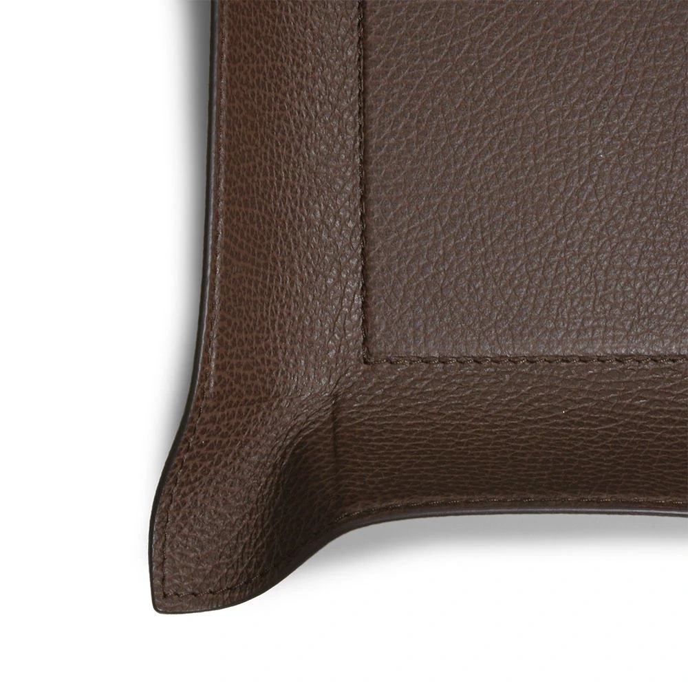 Valet tray square, deer leather, 20 x 20 cm, mocha