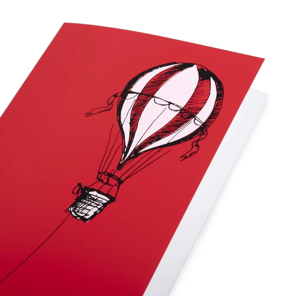 “Little Santa” Hot Air Balloon Christmas Card – Red