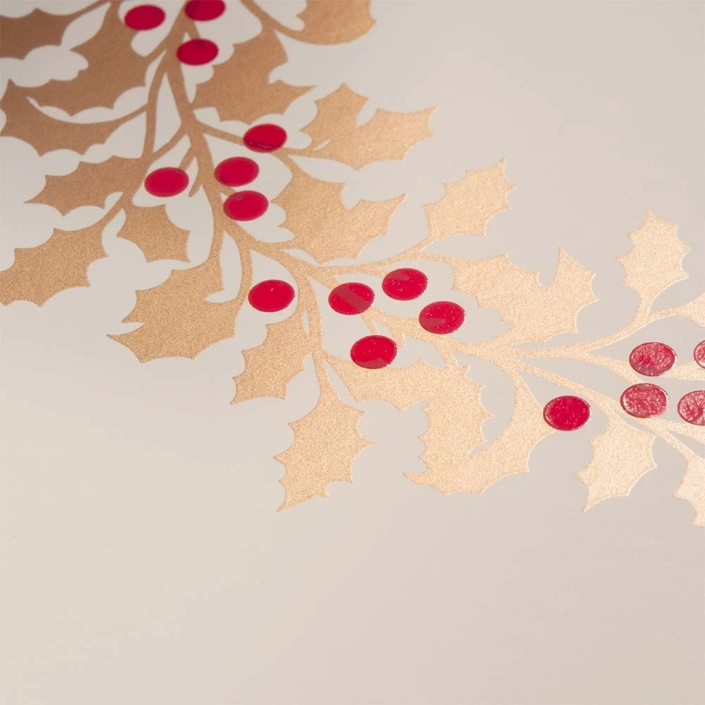 Christmas card holly circle pure sand