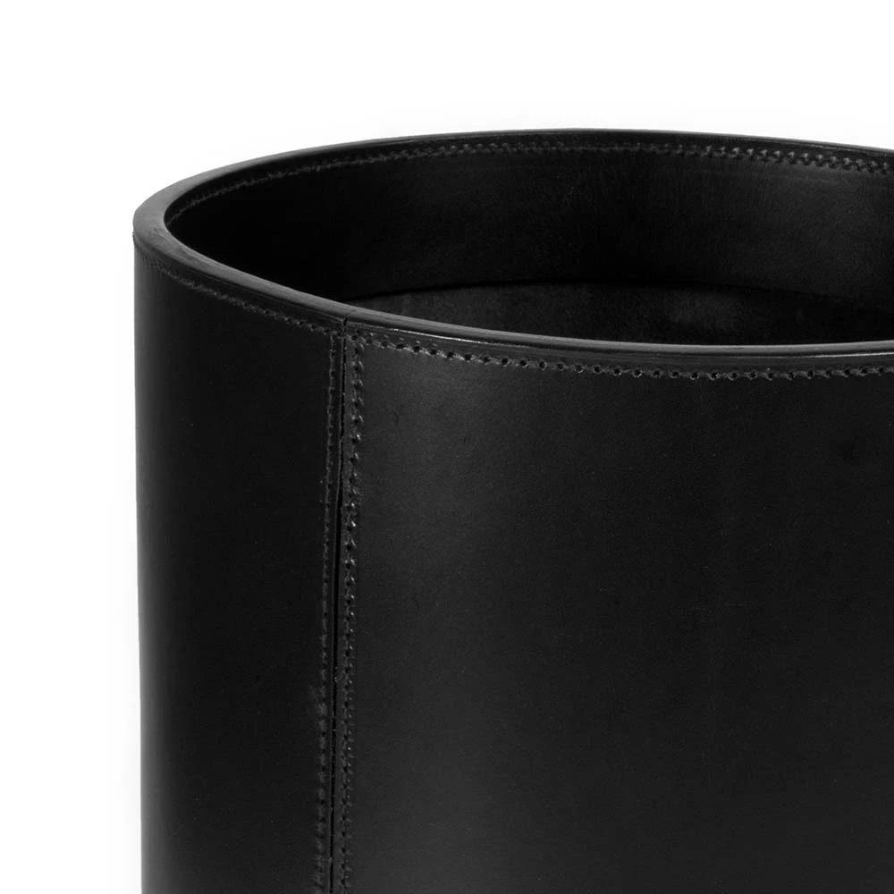 Round wastepaper bin, leather, H 30 cm, D 24 cm, black