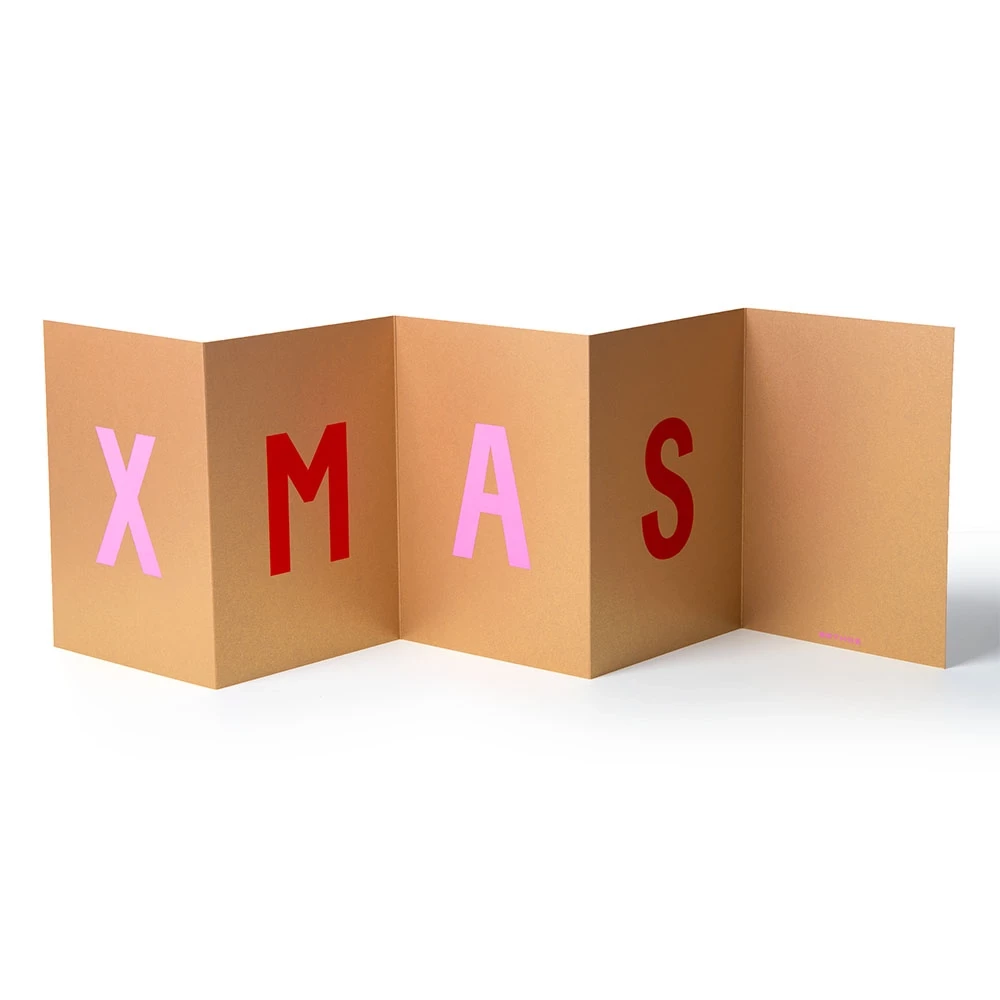 Christmas card MERRY XMAS fanfold