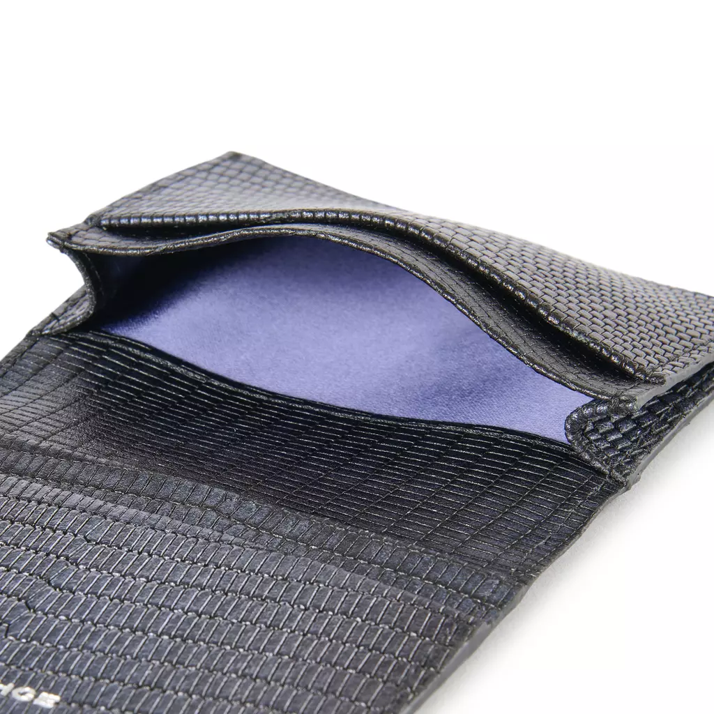 Folded Leather Card Holder – 3 Card Slots, Blue Moon