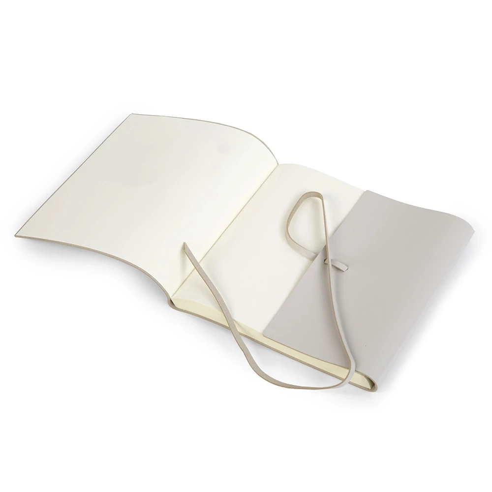 Guest Book with Cover, 96 pages, leather, 21x21 cm, cream