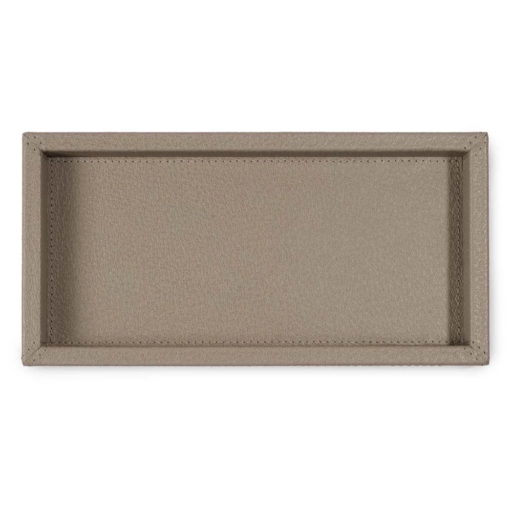 Leather tray, boar leather, 24 x 12 cm, taupe