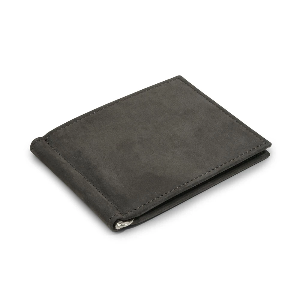 Wallet with Money Clip, 6 cc,  leather wash, dark grey