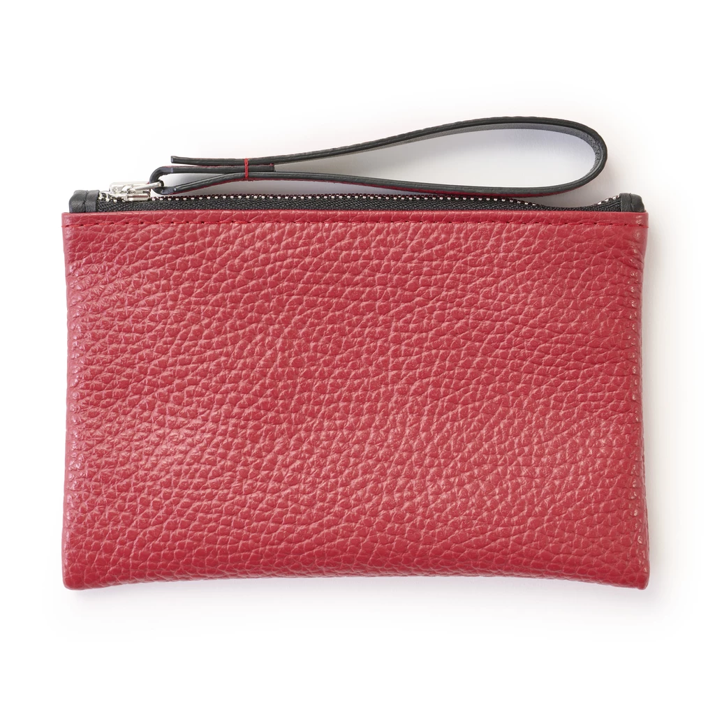 Bethge - Clutch Adri - Leather - Pouch - Zip - dark red