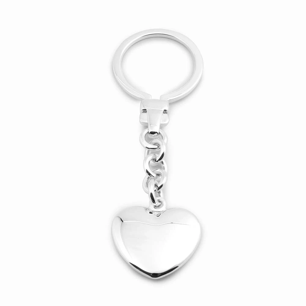 Key Ring with Heart Charm, sterling silver