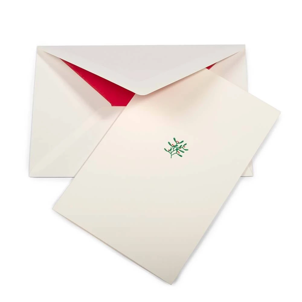Christmas card little mistletoe green/red
