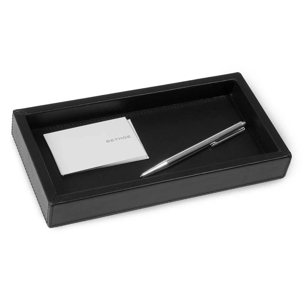 Leather tray, nappa leather, 24 x 12 cm, black