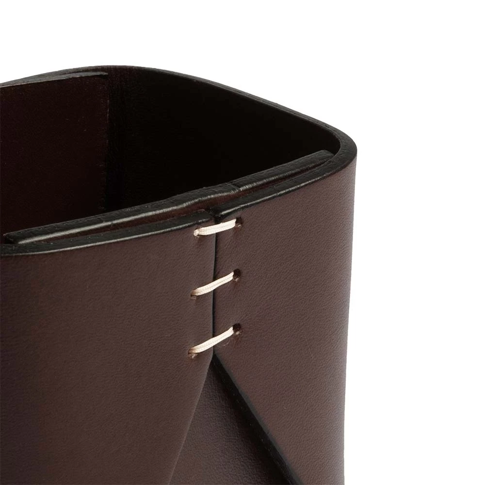 Pen Holder Stitch, leather, square, dark brown