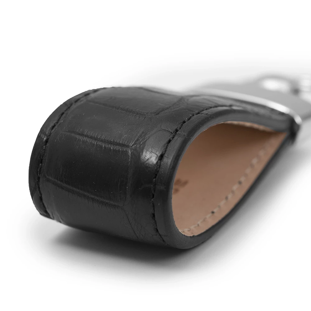 Key Ring, alligator leather, black