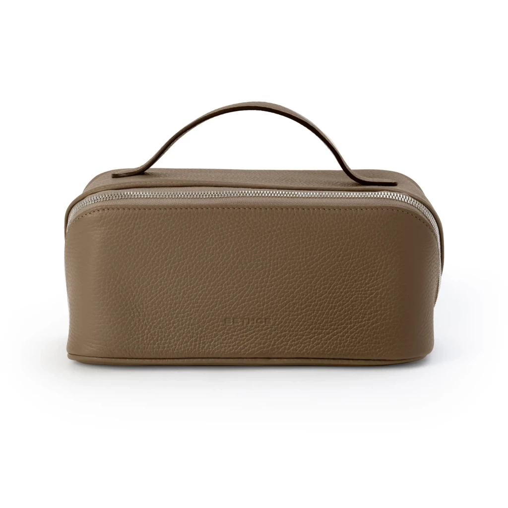 Leather cosmetic bag Adri, taupe