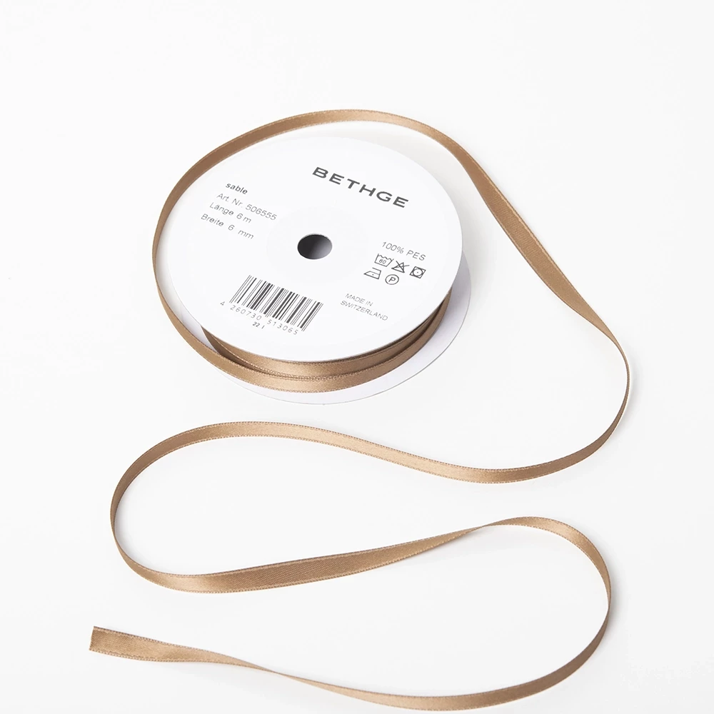 Satin ribbon, Width 6mm, Sable