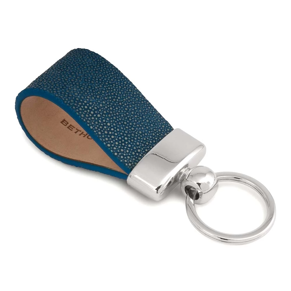 Key Ring, stingray leather, blue