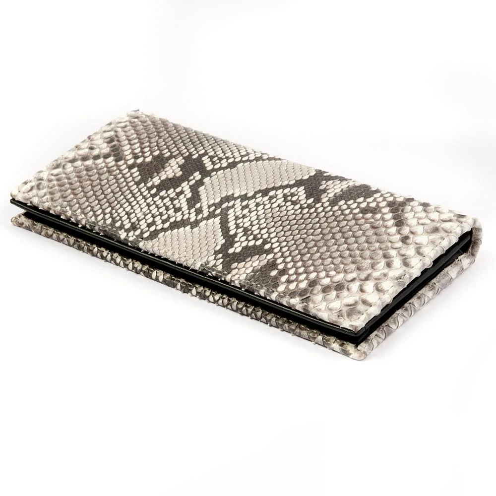 Wallet Double with Coin Pocket, python leather, black/white