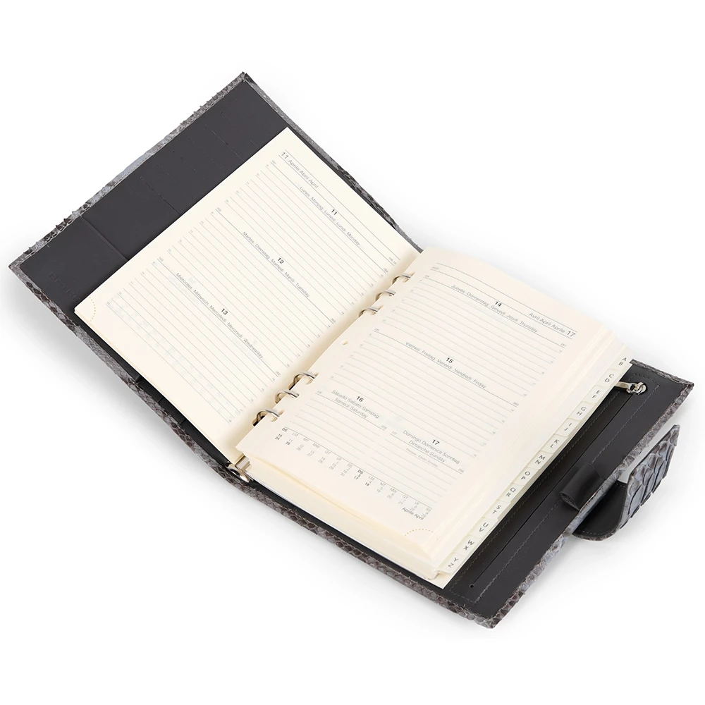 Daily Planner, python leather, grey