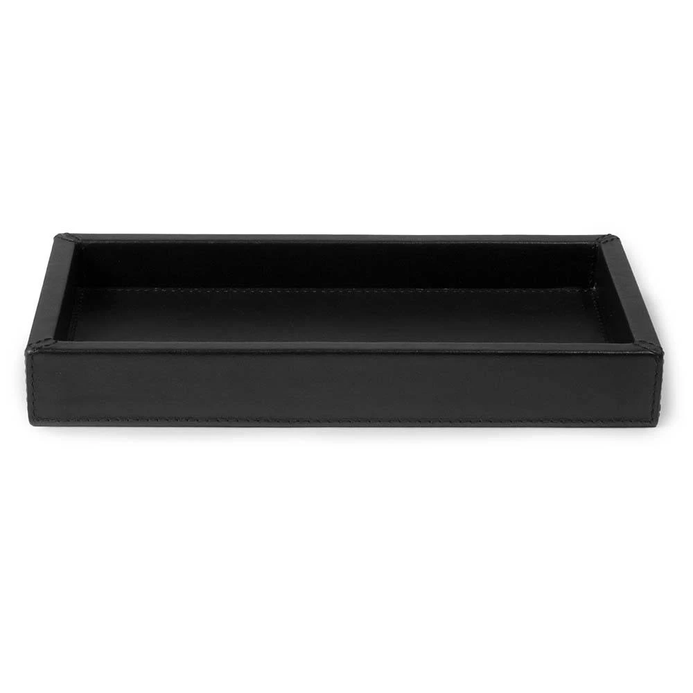 Leather tray, nappa leather, 24 x 12 cm, black