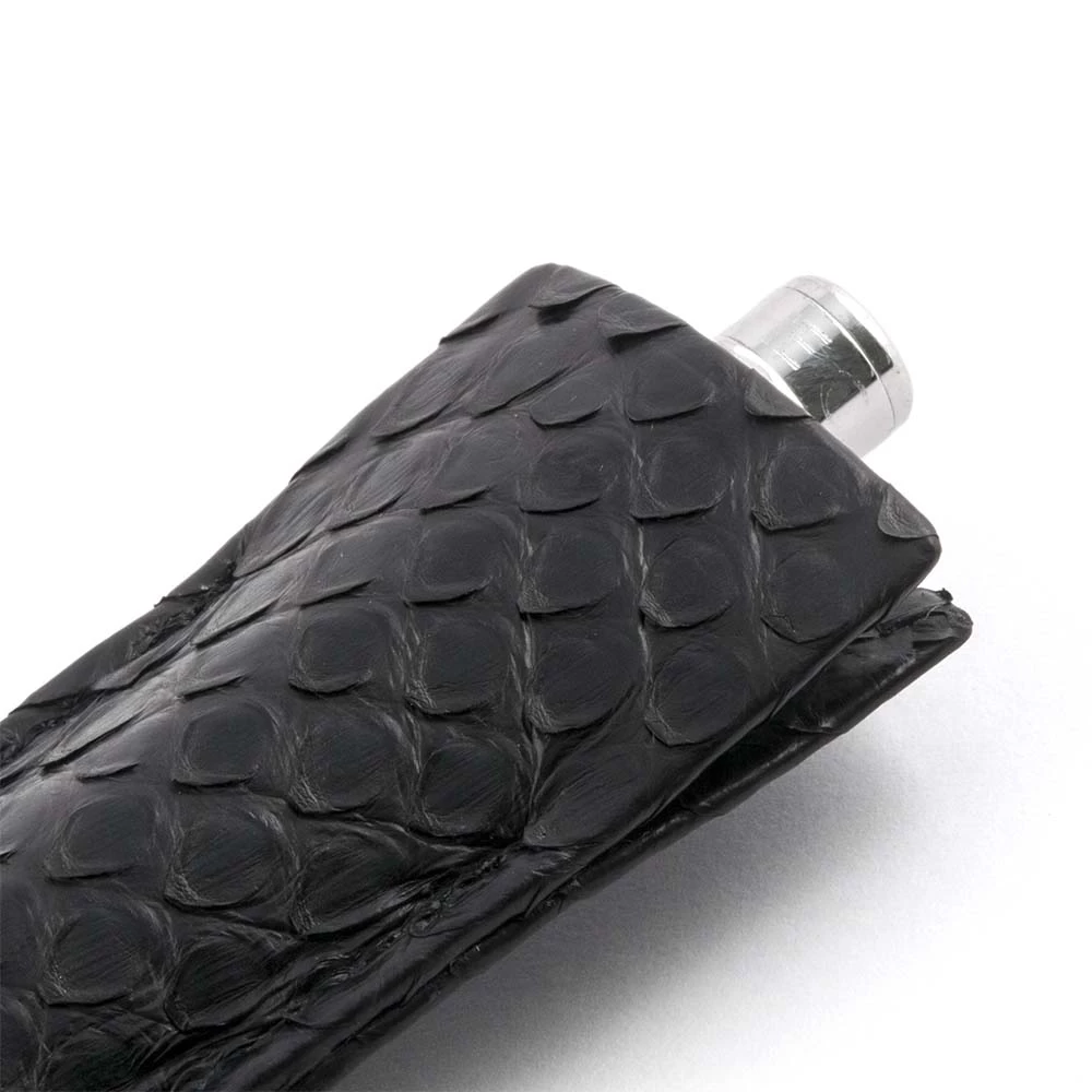 Pen Case for 1 Pen, python leather, black