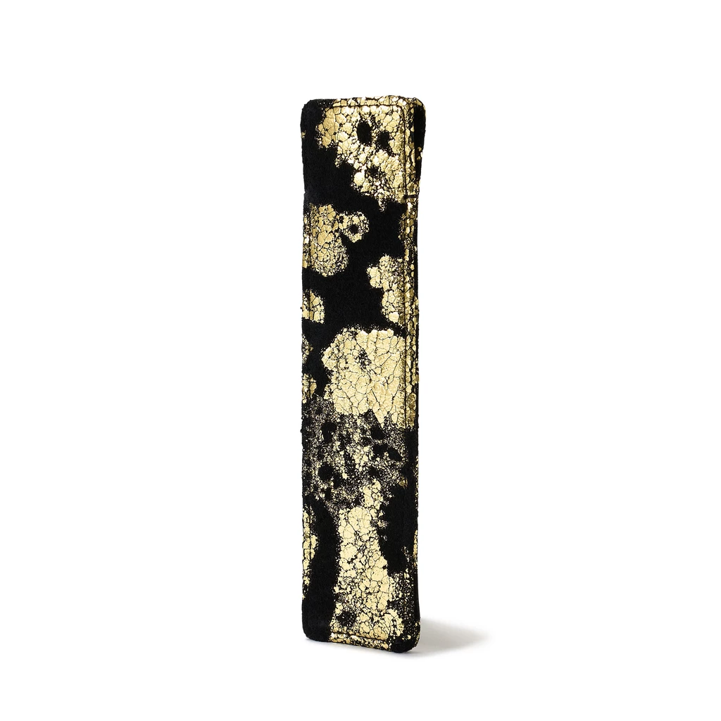 Pen Case Single Leather Black Gold