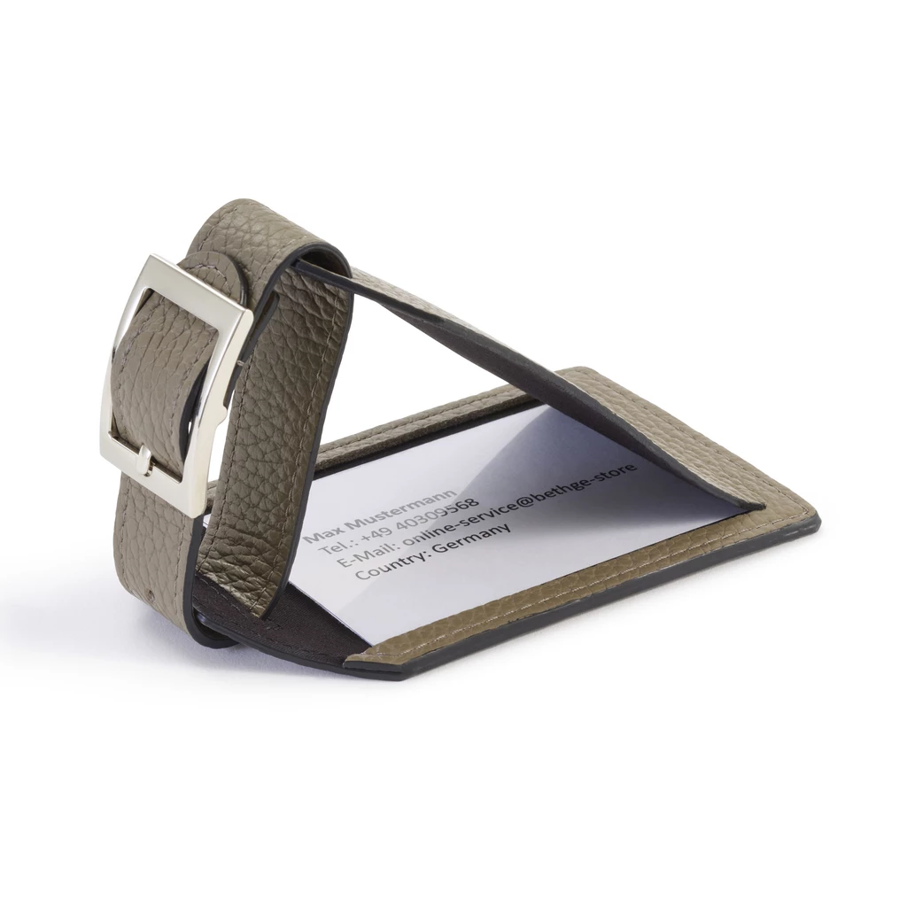 Luggage Tag Adri Leather Taupe