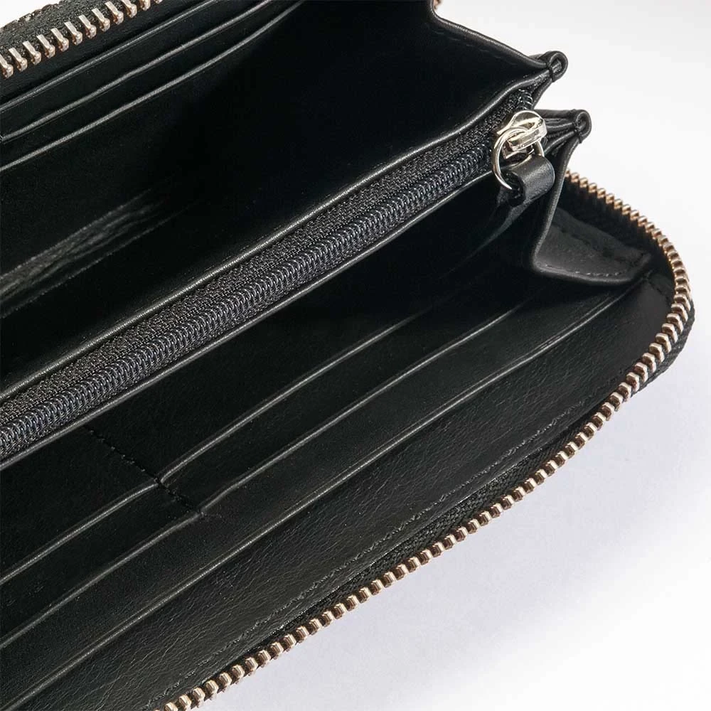 Wallet with Zip, stingray leather, large, black