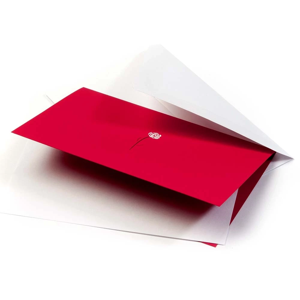 Greeting card rose pure red mini