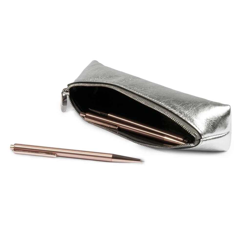 Pencil Case, leather Mos, silver
