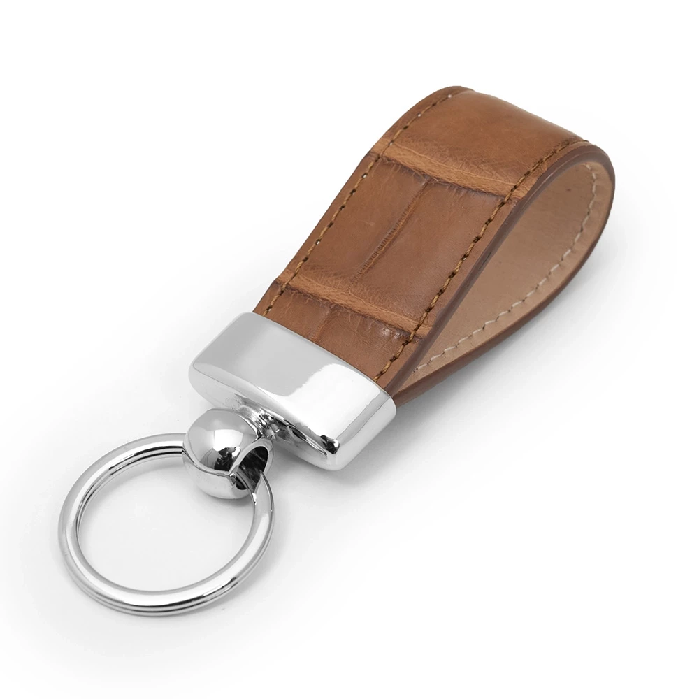Key Ring, alligator leather, cognac brown
