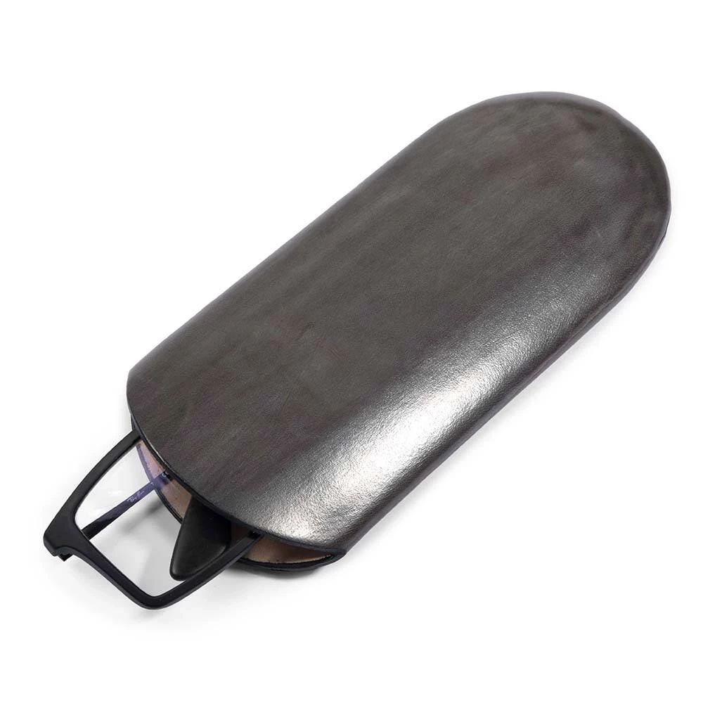 Glasses Case, leather, medium, grey