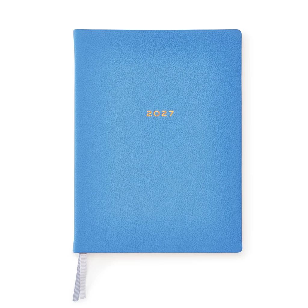 Weekly Planner 2027 Racing Blue Leather