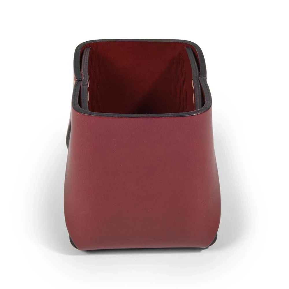 Pen Holder Stitch, leather, square, burgundy