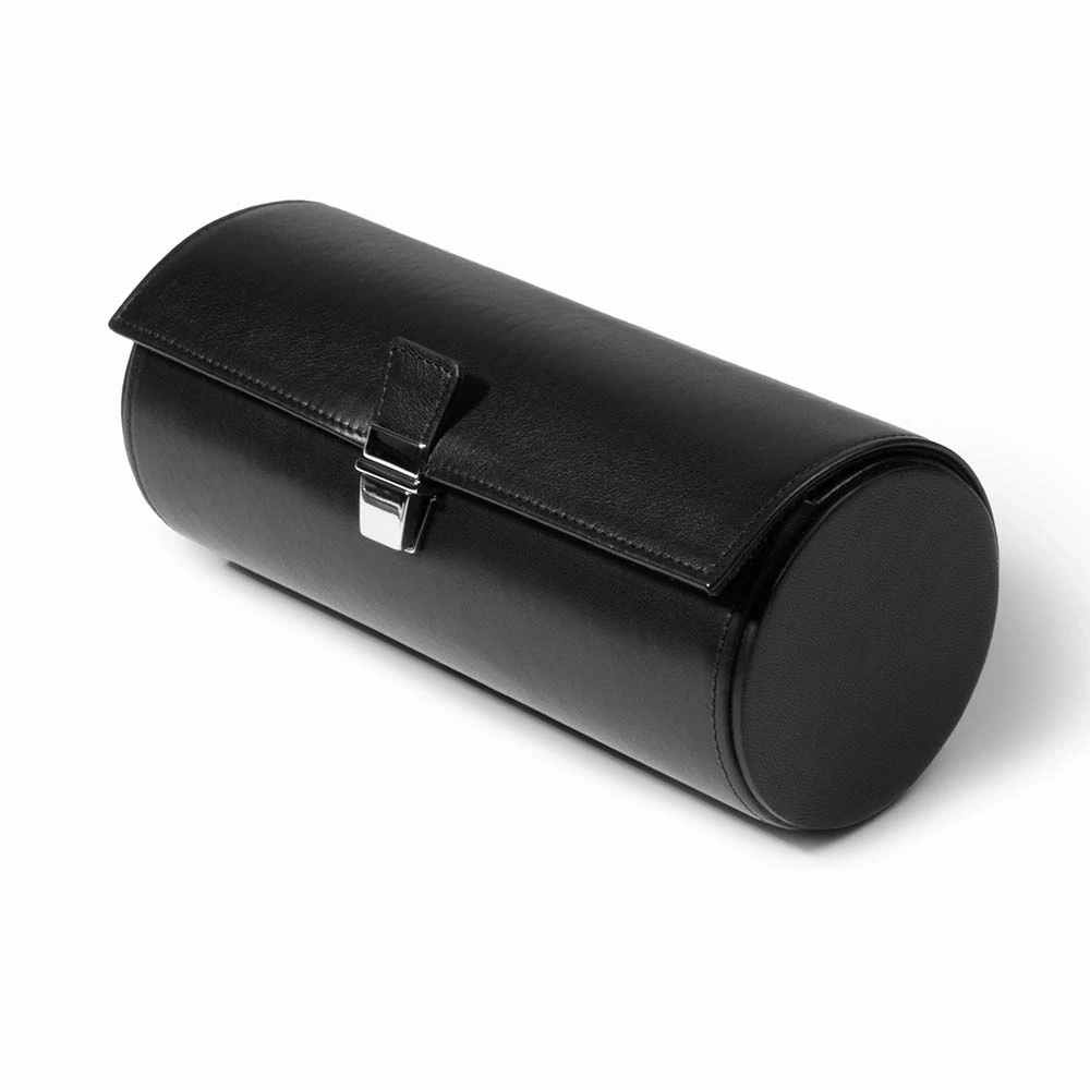 Watch Roll Case for 3 Watches, nappa leather, black