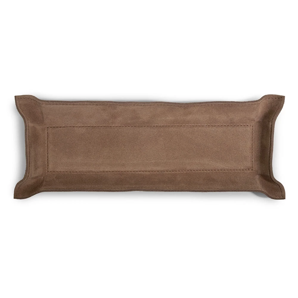 Valet tray rectangular, suede leather, 32 x 13 cm, nut