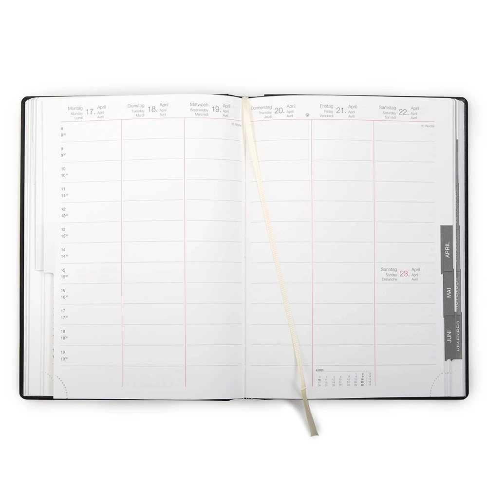 Konsul weekly calendar 2026 faux leather TeBeskin onyx black